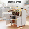 Folding Dining Table, Rolling Drop Leaf Table with Hidden Shelf & Cabinet, White
