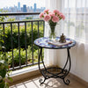 Mosaic Outdoor Side Table Round End Table Iron Accent Table Flower Plant Stand