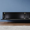 200cm Black Floating TV Cabinet Stand Unit High Gloss Storage Door Wall Mounted