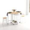 3pc Wooden Kitchen Cart Mobile Rolling Trolley Folding Stools Wheels Drawers