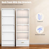 Display Cabinets with Glass Doors & RGB Lights,4 Tier Curio & Bookcase Storage