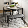 Gray Dining Table Set for 4 with Bench & 2 Upholstered Chairs,Kitchen Table Set