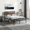 Double Bed Frame Industrial Metal Platform Bed with Headboard and Footboard