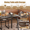 Sturdy Metal Frame Dining Set for 4 with Storage Rack
