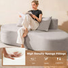 78.5 Inch Modern Floor Couch Upholstered Curved Sofa Grey