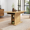 EXTENDABLE DINING TABLE RECTANGULAR KITCHEN DINING ROOM TABLE WITH STORAGE, OAK