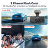 A6 2.5K Dash Cam 3 Channel Dash Camera, 5.8GHz WiFi,3" Touch Screen