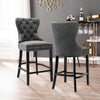 Kitchen Counter Bar Stool Breakfast Barstool High Chair Velvet Fabric Wood Legs