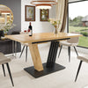 Extendable Dining Table w/ Wood Effect Tabletop, Height Adjustable Kitchen Table