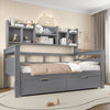 Platform Bed with Drawers & Bookcase 3ft Single Bed Household Bed 90x190cm, Grey