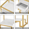 3-Tier Coffee Table w/ Tempered Glass Top Storage Drawer and Shelves Steel Frame