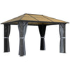 3 x 3.6m Hardtop Gazebo Canopy w/ Aluminium Frame Netting & Curtains