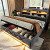 LED Upholstered Bed 6ft Super King Bed with Hydraulic Storage & Headboard, Grey