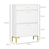 Shoe Storage Cupboard with 2 Flip Doors and Sliding out Drawer, White