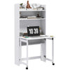 Computer Desk with Foldable Desktop and Storage Shelves, Study Table, White