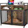 Large Dog Crate Wooden Kennel Heavy Duty Cage with Feeder End Table Pet Furnitur