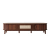 Solid Wood & Rattan TV Stand - Natural Style Cabinet with Doors & Drawers UK
