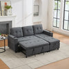 L-Shaped Pull Out Sofa Bed with Storage Corner Couch with USB, LED, Cup Holders