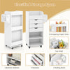 Rolling Craft Storage Cart Utility Cart w/ 3 Drawers & 3 Shelves-White