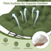 Indoor Outdoor Rocking Chair Egg Papasan Chair w/Padded Cushion-Green