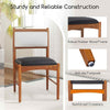 Wooden Dining Chair Set of 2 Upholstered Kitchen Chairs-Brown