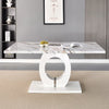 Halo High Gloss Dining Table In White And Milo Marble Effect