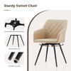 2 Swivel Faux Leather Dining Chairs Rotatable Metal Legs Kitchen Chairs Modern