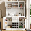 Tall Pantry Cabinet Kitchen Cupboard w/ Storage, Adjustable Shelves, White