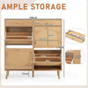 Bonnlo Rattan 4-Bin 2-Drawer Shoe Cabinet, Wide, Adjustable