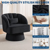 360° Swivel Accent Chair Upholstered Barrel Chair w/Striped Backrest Living Room