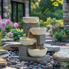 Water Feature 4 Tier Cascade LED Fountain Outdoor Garden Patio Decor Electric