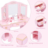 Girls' Vanity Table Chair Set Kids Makeup Dressing Table with Mirror and Drawer