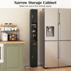 180 cm Tall Bathroom Cabinet Narrow Storage Organizer w/ 3 Doors-Black