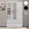 High Gloss Wooden 3 Door Wardrobe with Drawers and Mirror Bedroom Storage