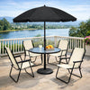 4 Seater Garden Dining Set with Parasol – Cream Folding Patio Table & Chairs Out
