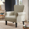 Upholstered Modern Accent Chair, Armchair with Wood Legs, Beige