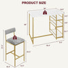 3 pcs Dining Table Set for 2 Kitchen Table Upholstered Chair Counter Height Bar