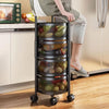 3-6 Tier Vegetable Mobile Shelf Rack Kitchen Rotating Storage Trolley Cart UK