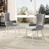 Velvet Dining Chairs Set of 2, Grey Chairs With Gold Metal Legs for Dining Room
