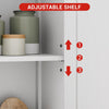 Tall White Kitchen Pantry Cupboard with 2 Frosted Glass Doors Storage Cabinet