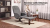 Linen-feel Fabric Recliner Chair with Ottoman and 360° Swivel, Grey