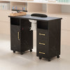 Rolling Table Nail Workstation Drawer Vacuum Marbling Texture Cabinet