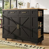 Rolling Kitchen Island on Wheels Storage Trolley w/ Large Cabinet Cupboard Black