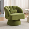 360° Swivel Accent Chair Upholstered Barrel Chair w/Striped Backrest Living Room