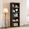 5 Tier Farmhouse Bookcase,Wooden Open Bookshelf Display Storage,Gray/Brown/White