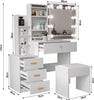 Dressing Table With Drawers Mirror Stool Set Makeup Desk Vanity Table Bedroom UK