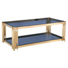 GLASS COFFEE TABLE GREY GLASS GOLD CLEVELAND LIVING ROOM FURNITURE