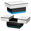 Modern LED Coffee Table with Storage | Extendable Wooden Side Table for Tamcvzdr