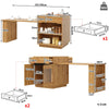 Extendable Dining Bar Table Wooden Kitchen Island with Cabinets & LED Lighting