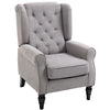 Retro Accent Chair Wingback Armchair with Wood Frame for Living Room Dark Grey